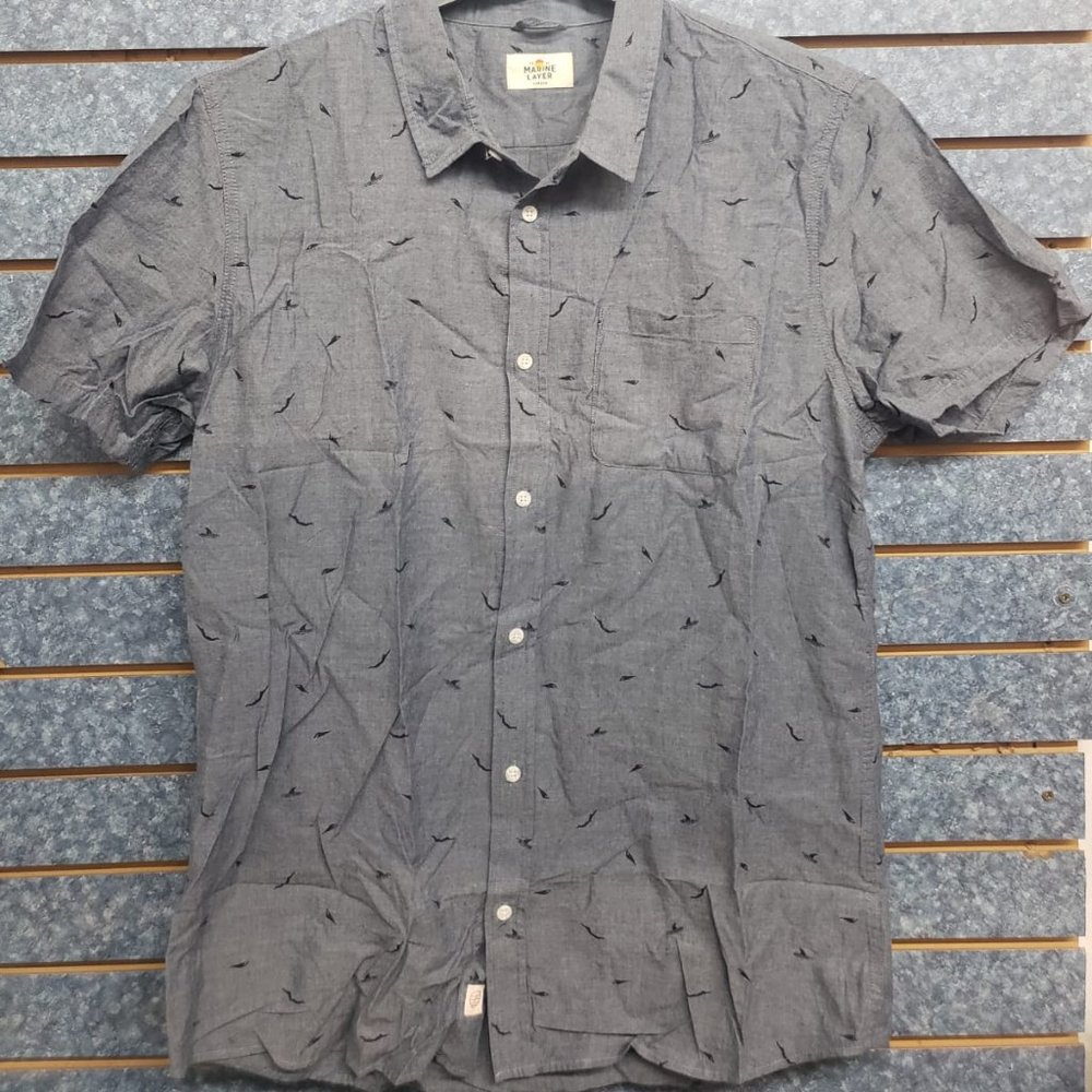Marine Layer Men Diver Button Down Short Sleeve L